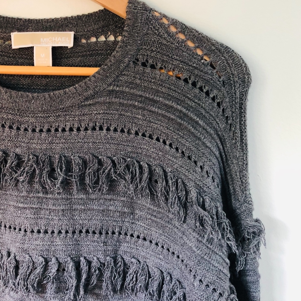 MICHAEL Michael Kors Gray Fringe Sweater